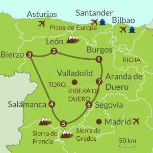 Detailed map of IC2 Castilla y León Tour