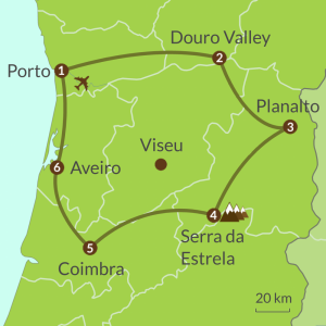 Detailed map of PO10 Porto Douro Valley and Las Beiras Tour