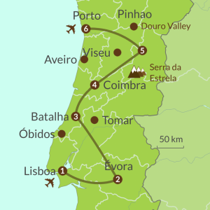 Detailed map of PO16 Grand Tour of Central Portugal
