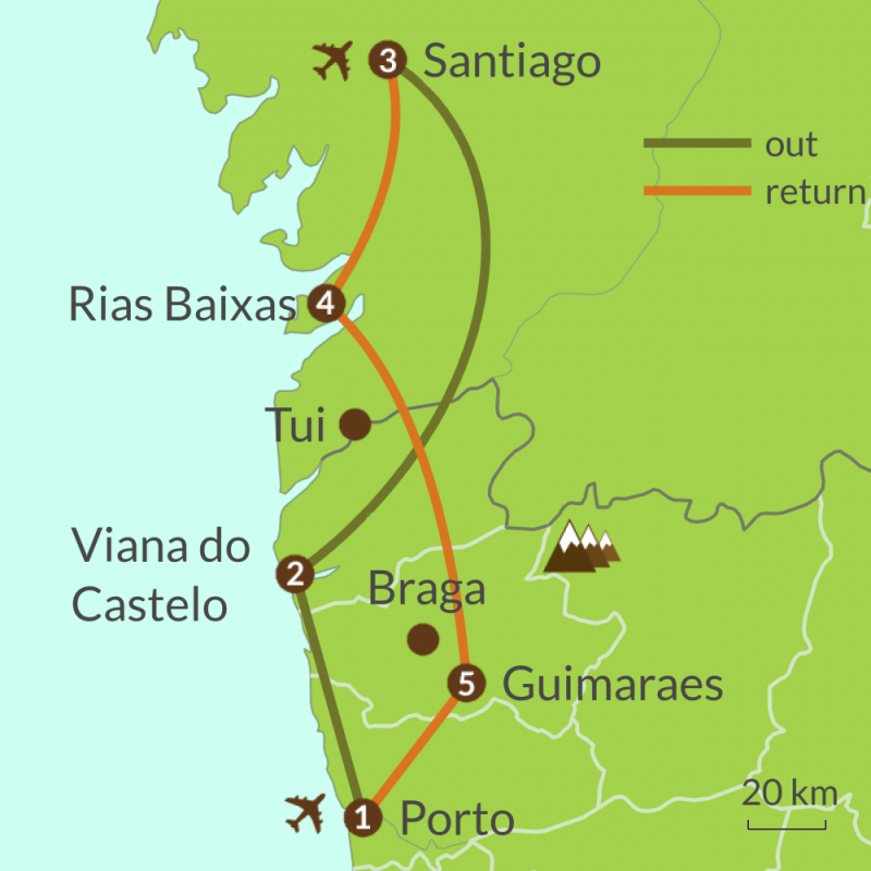 Porto Santiago Caminos Touring Holidays In Spain Portugal   PO3 Itinerary SQ Detail Map 2018 800x800 