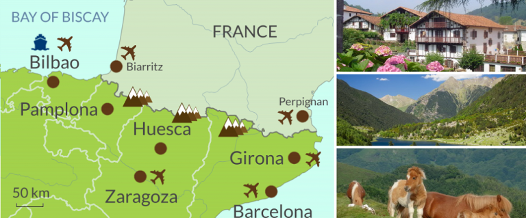 Things To Do In The Spanish Pyrenees   Spanish Pyrenees Map Banner 768x319 