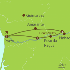 Detailed map of PO4 Porto and Douro Wine Valley Tour
