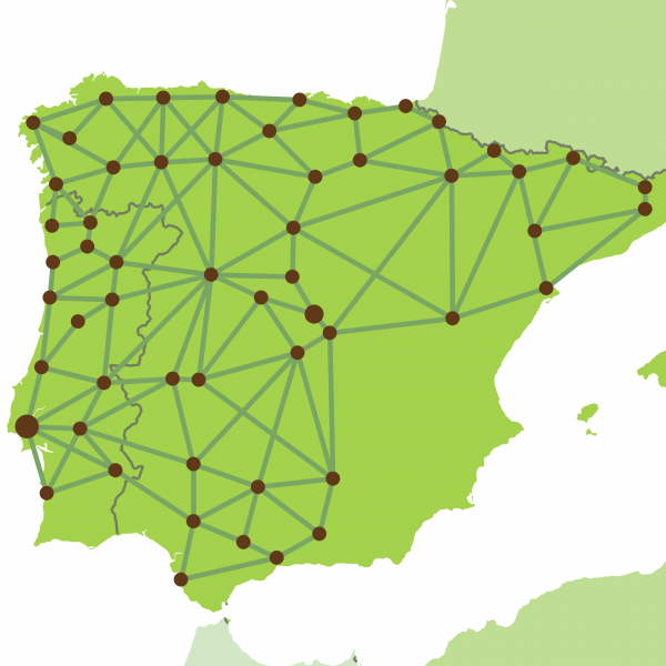Map of hotels in Spain and Portugal