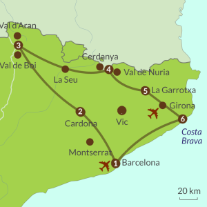 Map of two week itinerary in north Catalonia