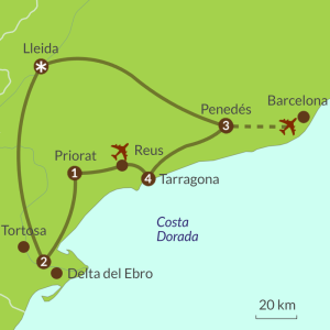 Map of Southern Catalonia itinerary